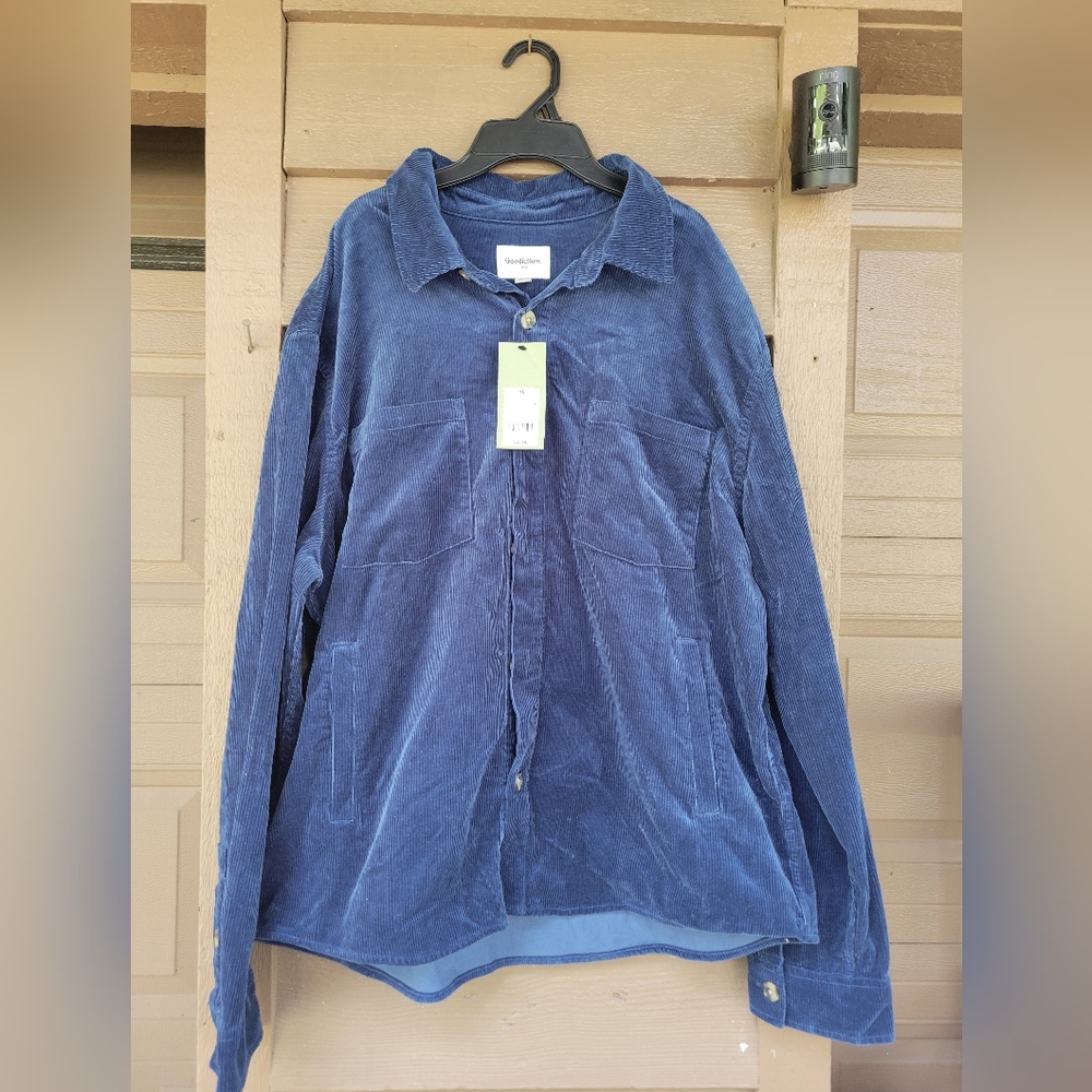 Goodfellow Corduroy Blue Casual Button Down Shirt Jacket